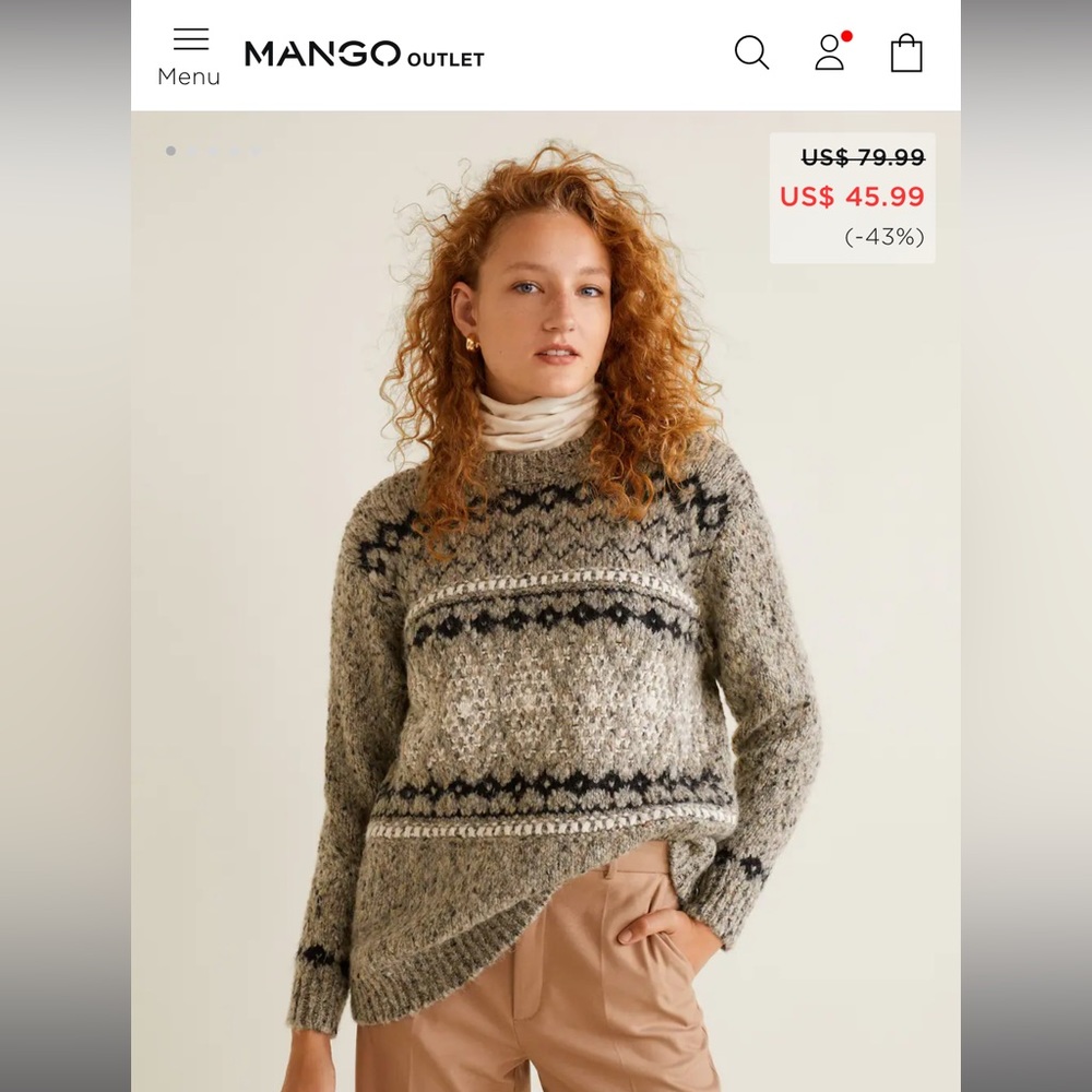 Mango jacquard knitted sweater